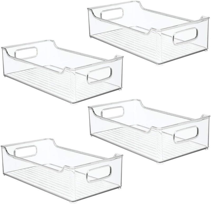 mDesign 4er-Set Ablagebox mit integrierten Griffen – transparente Aufbewahrungsbox mit ansprechendem