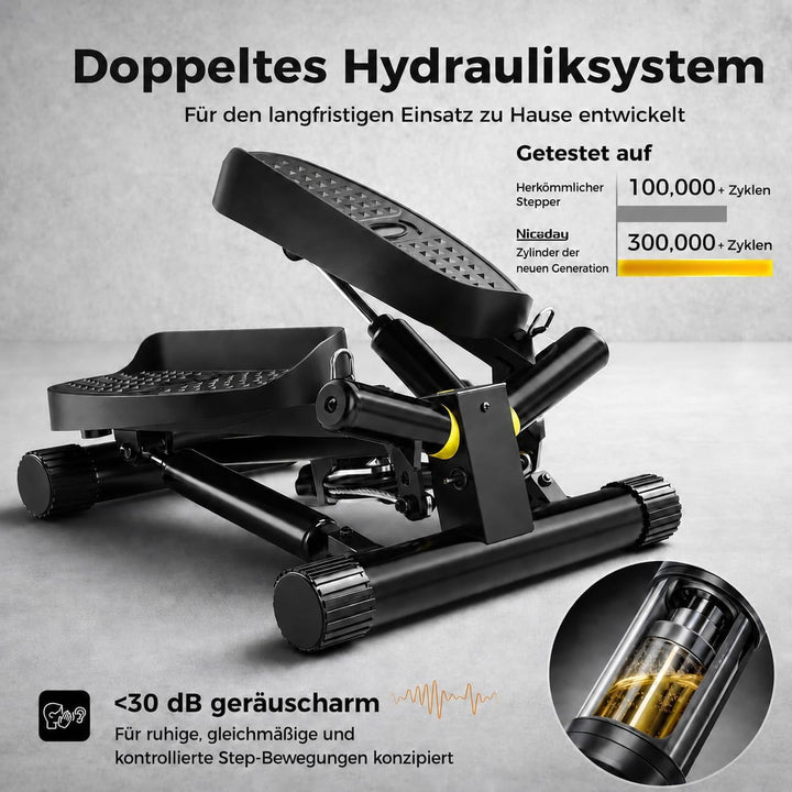 Niceday Twist Stepper für Zuhause | Swing Stepper mit Power Ropes | Stepper Hometrainer mit LCD Disp