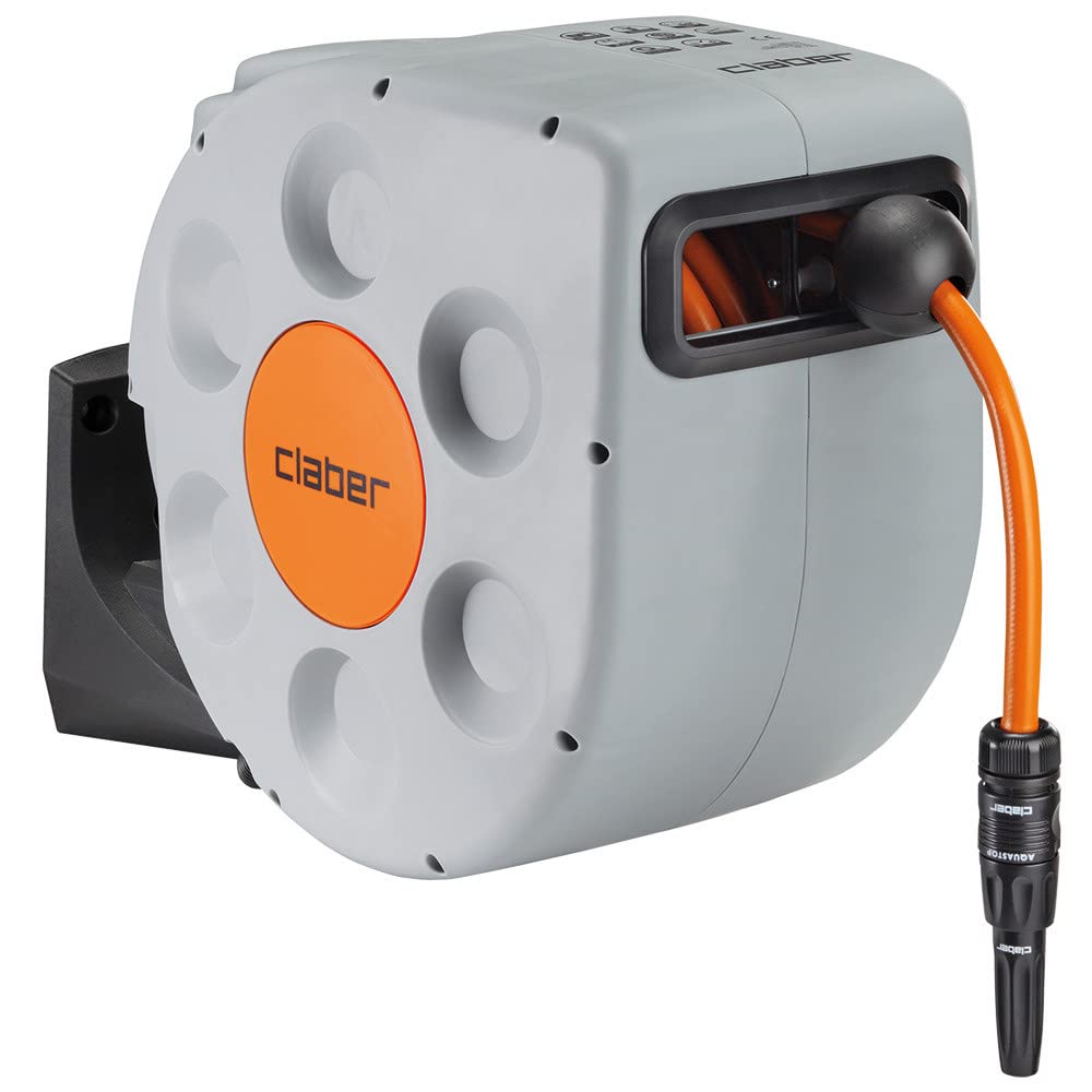 Claber Rollò Evolution, Schlauch-Aufroller 20 mt grigio, arancione nero, 20 mt