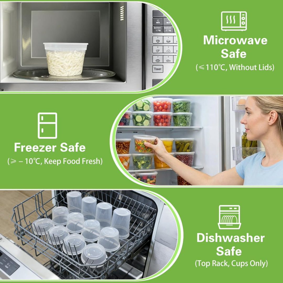 Kleemeiero 50 Sets Frischhaltedosen mit Deckel Vorratsdosen 8, 16, 32 oz Deli Container Luftdichte K