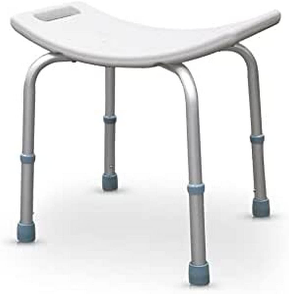 QUIRUMED Badezimmerhocker, höhenverstellbar, orthopädisch, PVC-Sitz, ergonomisch, rutschfeste Enden,