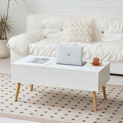JanflyHome Couchtisch, Höhenverstellbarer Couchtisch, Couchtisch Höhenverstellbarer mit Schiebeplatt
