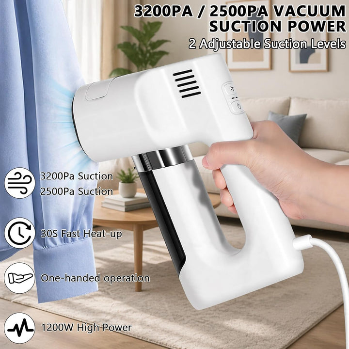 Vakuum Steamer Dampfglätter, 3200pa Saugleistung Reisedampfglätter, Tragbarer Dampfbügeleisen, 2-in-