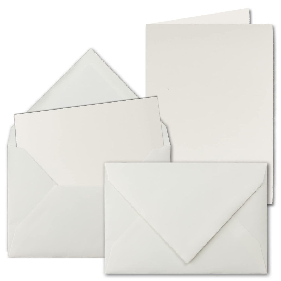 25x Vintage Doppelkarten Set aus Büttenpapier - DIN A6 Faltkarten mit DIN C6 Briefumschläge - hochdo
