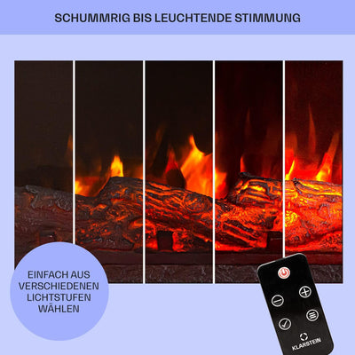 Klarstein Lienz Elektrischer Kamin mit LED-Flammeneffekt, 1800 W, 2 Heizstufen: 900/1800 W, OpenWind