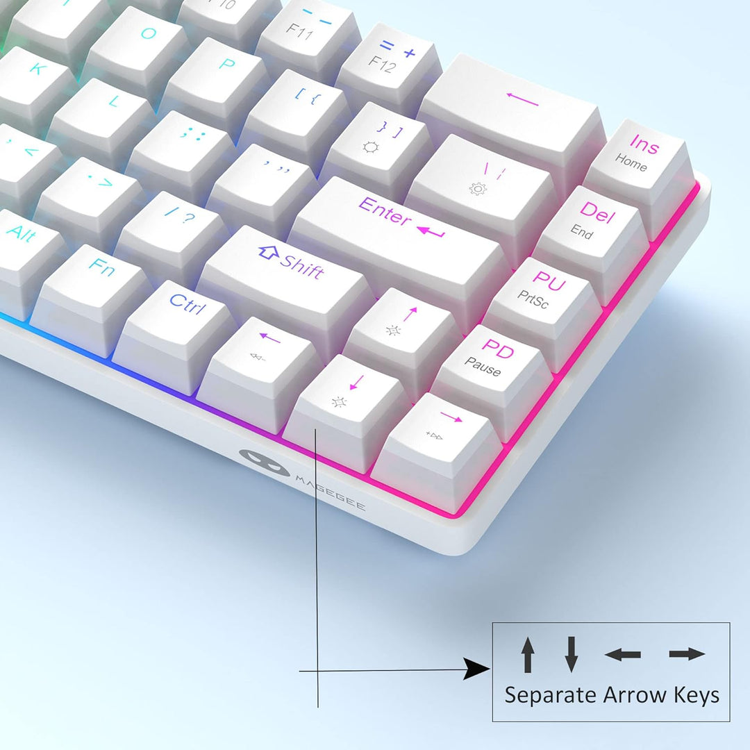 MageGee Tragbare 60% mechanische Gaming-Tastatur, roter Schalter, PBT Pudding-Tastenkappen, RGB-Hint
