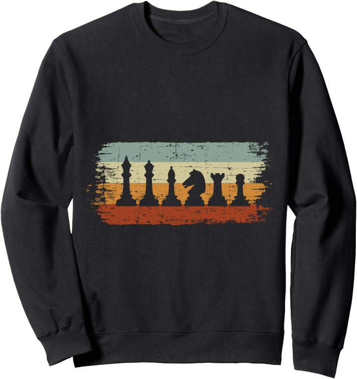 Retro Sonnenuntergang Schach Spieler Vintage Schachfiguren Sweatshirt