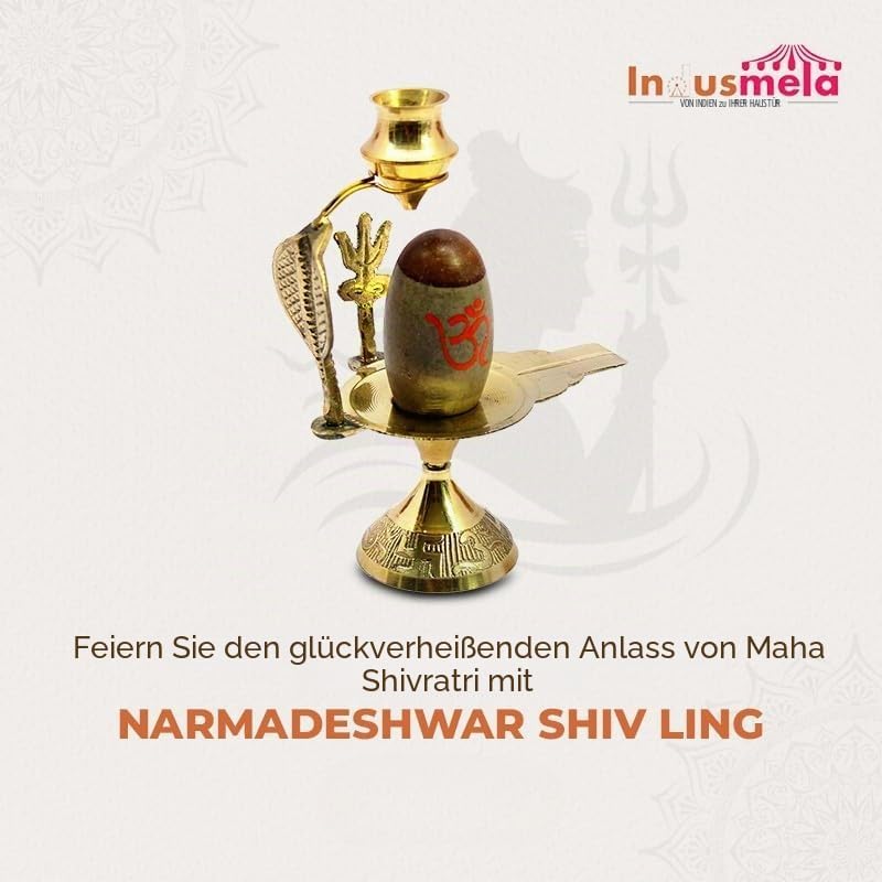 eSplanade Narmadeshwar Shiva Lingam Shiv Ling mit Messing-Wasserkrug und Trishul – 13,3 cm