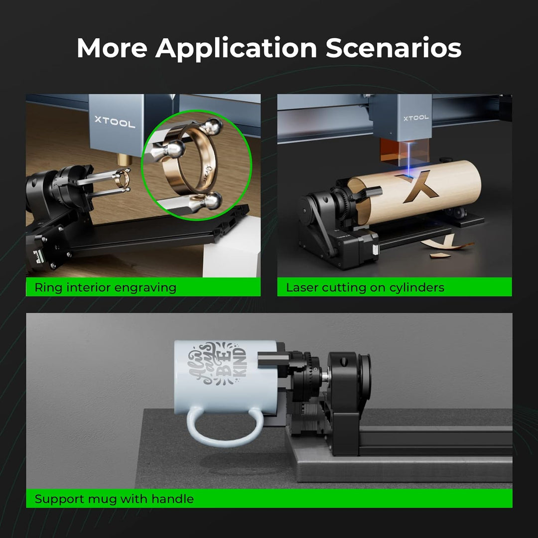 xTool RA2 Pro für xTool P2, D1 Pro, F1, S1 und die meisten Lasergravierer, Backenfutter rotierend, Y