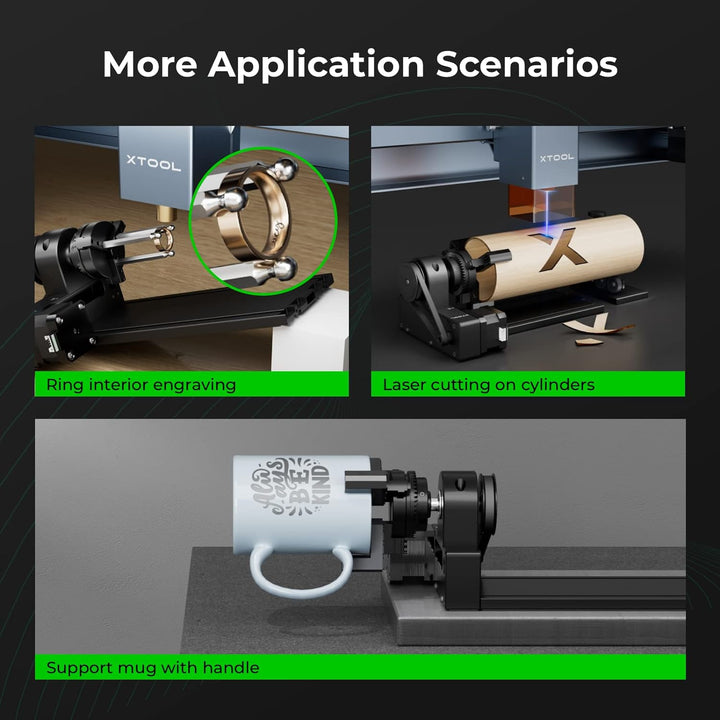 xTool RA2 Pro für xTool P2, D1 Pro, F1, S1 und die meisten Lasergravierer, Backenfutter rotierend, Y