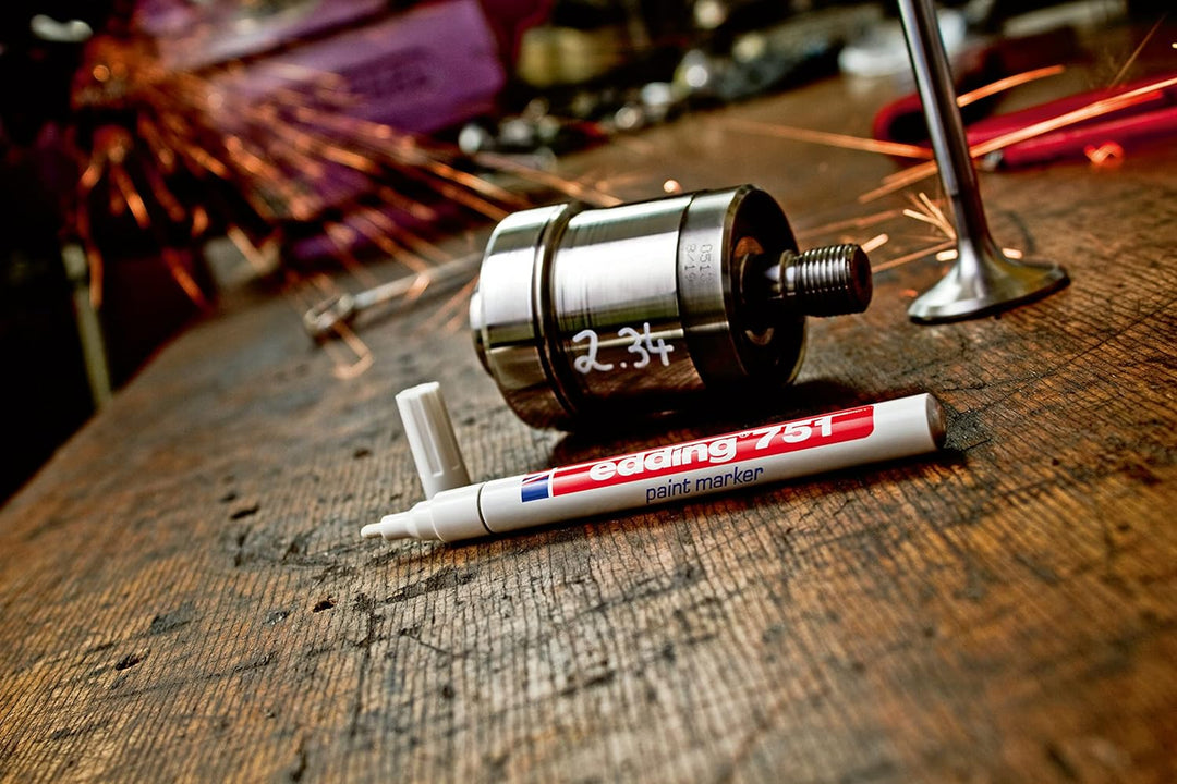 edding 751 Lackmarker - schwarz - 10 Stifte - Rundspitze 1-2 mm - Lackstift zur Markierung und Besch