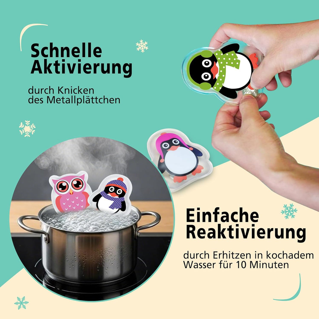 Handwärmer Taschenwärmer Kinder Wiederverwendbar, 6er-Set Handwärmer Knick Taschenwärmer Weihnachten