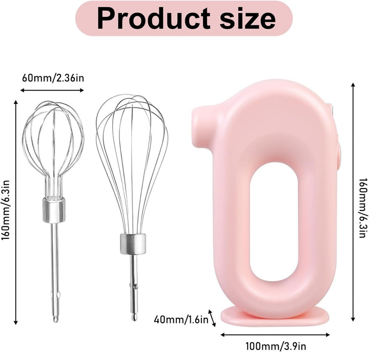 Kabelloser Handmixer Elektrischer, Mini-Handrührer mit 4 Stufen & 2 Schneebesen, Elektromixer USB-Wi