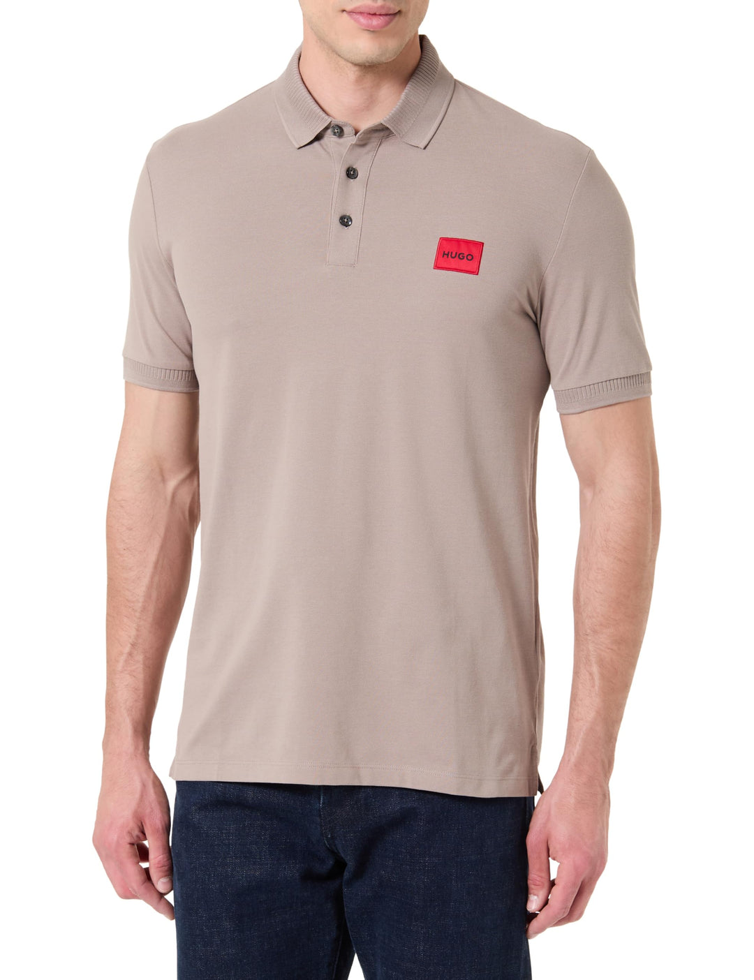 HUGO Herren Dereso222 Slim-Fit Poloshirt aus Baumwoll-Piqué mit Logo-Label S Light/Pastel Brown 237,