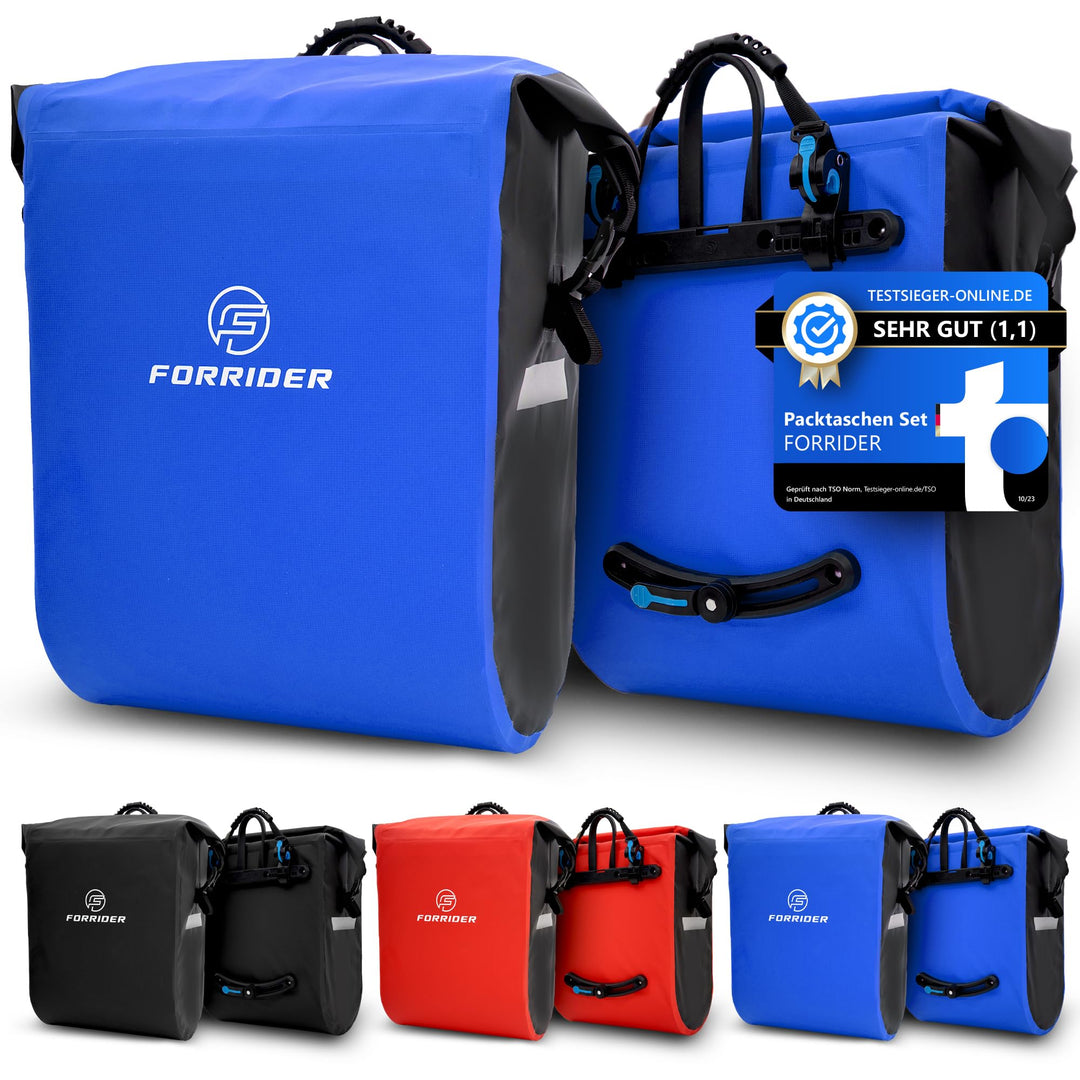 Forrider Fahrradtaschen für Gepäckträger 2er Set Wasserdicht Reflektierend | Gepäckträgertaschen 50L
