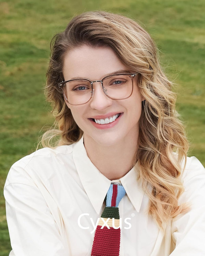 Cyxus Deko Brille Damen Herren Ohne Stärke mit Blaulichtfilter Mode Stil für PC TV Tablet 02hellbrau