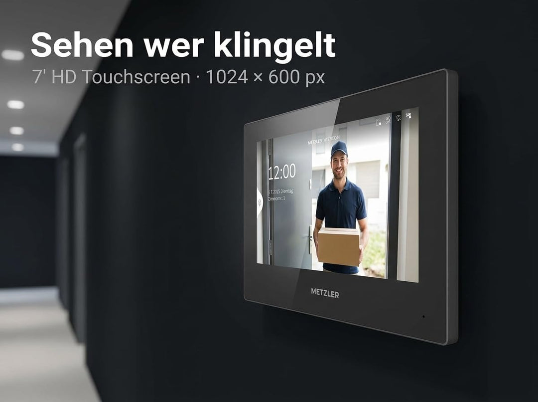 Metzler VDM10 2.0 Innenstation Home, 7 Zoll Touchscreen, 2-Draht IP, Schwarz | 200 mm × 140 mm × 25.
