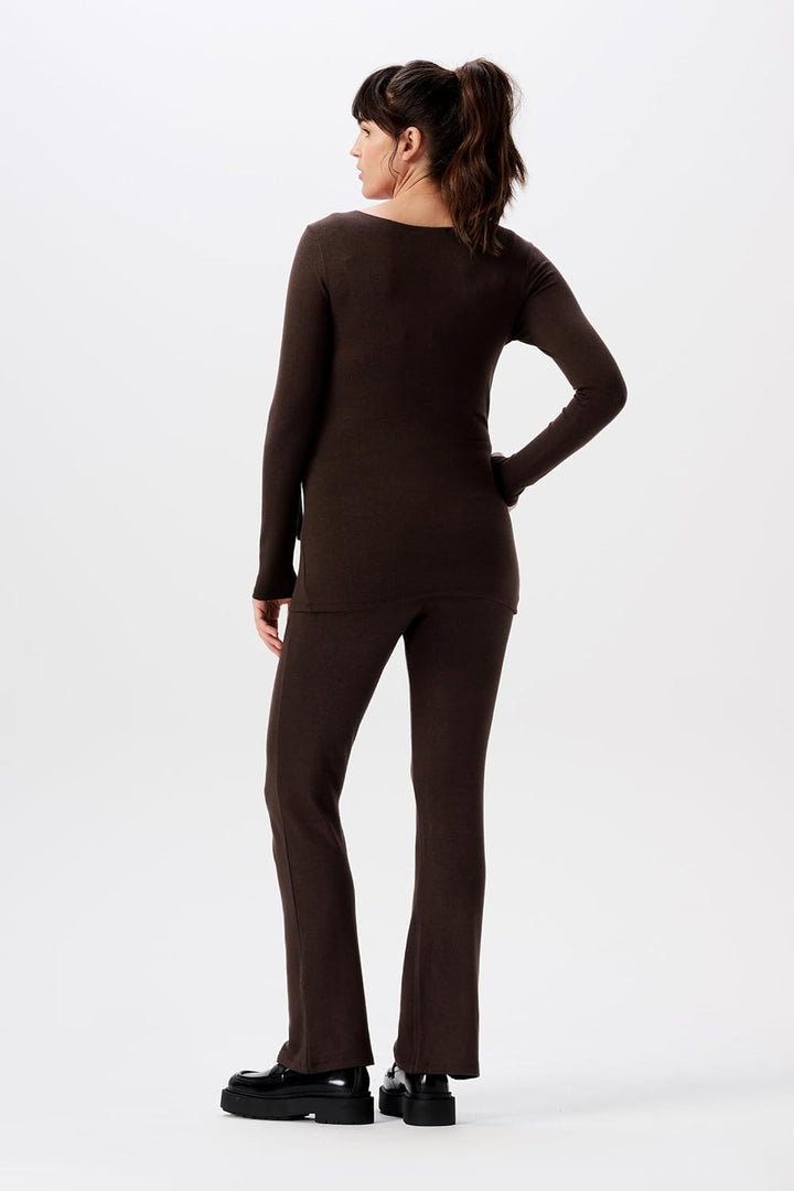 Noppies Damen Elin Ultra Soft Nursing Top Ls T-Shirt XXL Coffee Bean - P664, XXL Coffee Bean - P664