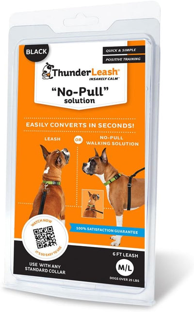 ThunderLeash Hundeleine, Nicht zu ziehen, Grösse L (über 11,3 kg), Schwarz Large (Over 25 lbs), Larg