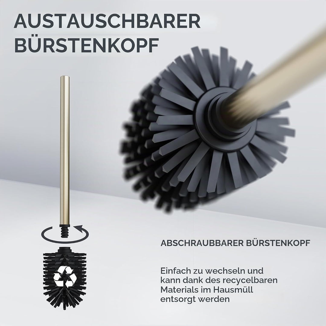 ovimar Toilettenbürste ROMO Gold | Silikon Klobürste | Belüftungsfunktion | frei stehend | Edelstahl