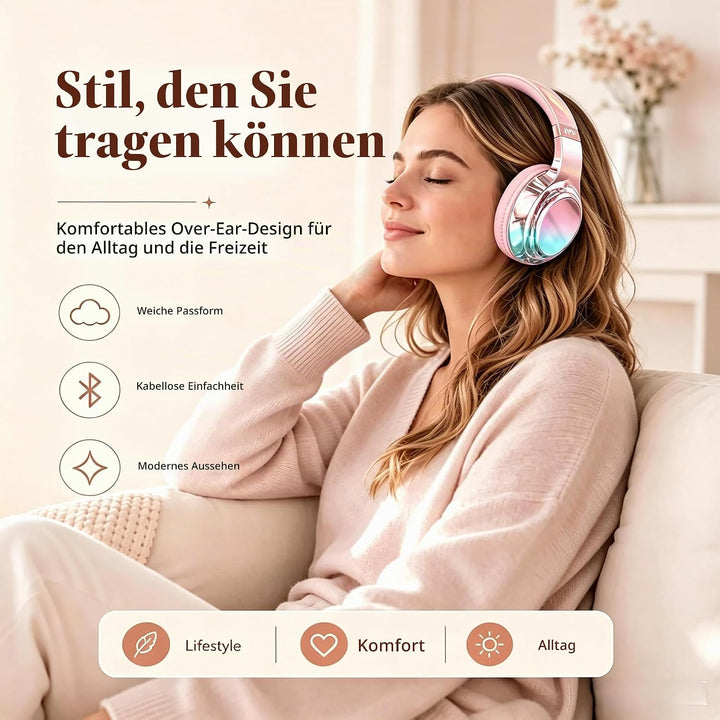 JYPS Bluetooth Kopfhörer Kinder, Kabellose Kopfhörer Bluetooth Kinder Over Ear, Kopfhörer Kinder Blu