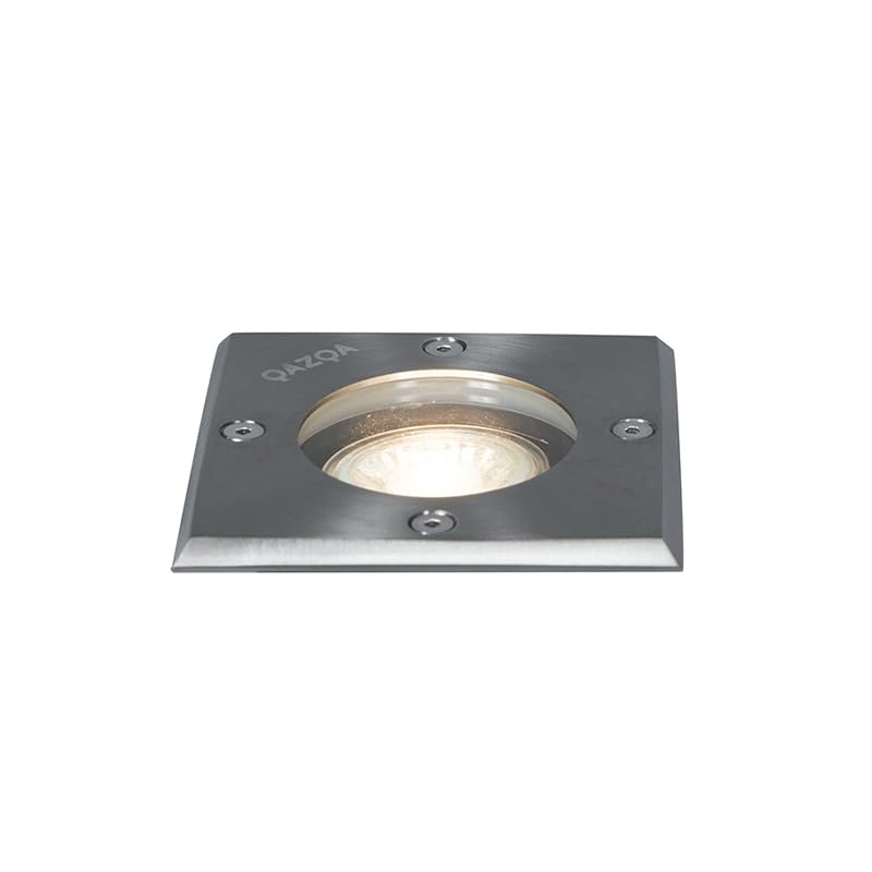 Qazqa - Modern Bodeneinbaustrahler für aussen Edelstahl I nickel matt gebürstet 10,5 cm IP65 - Basic