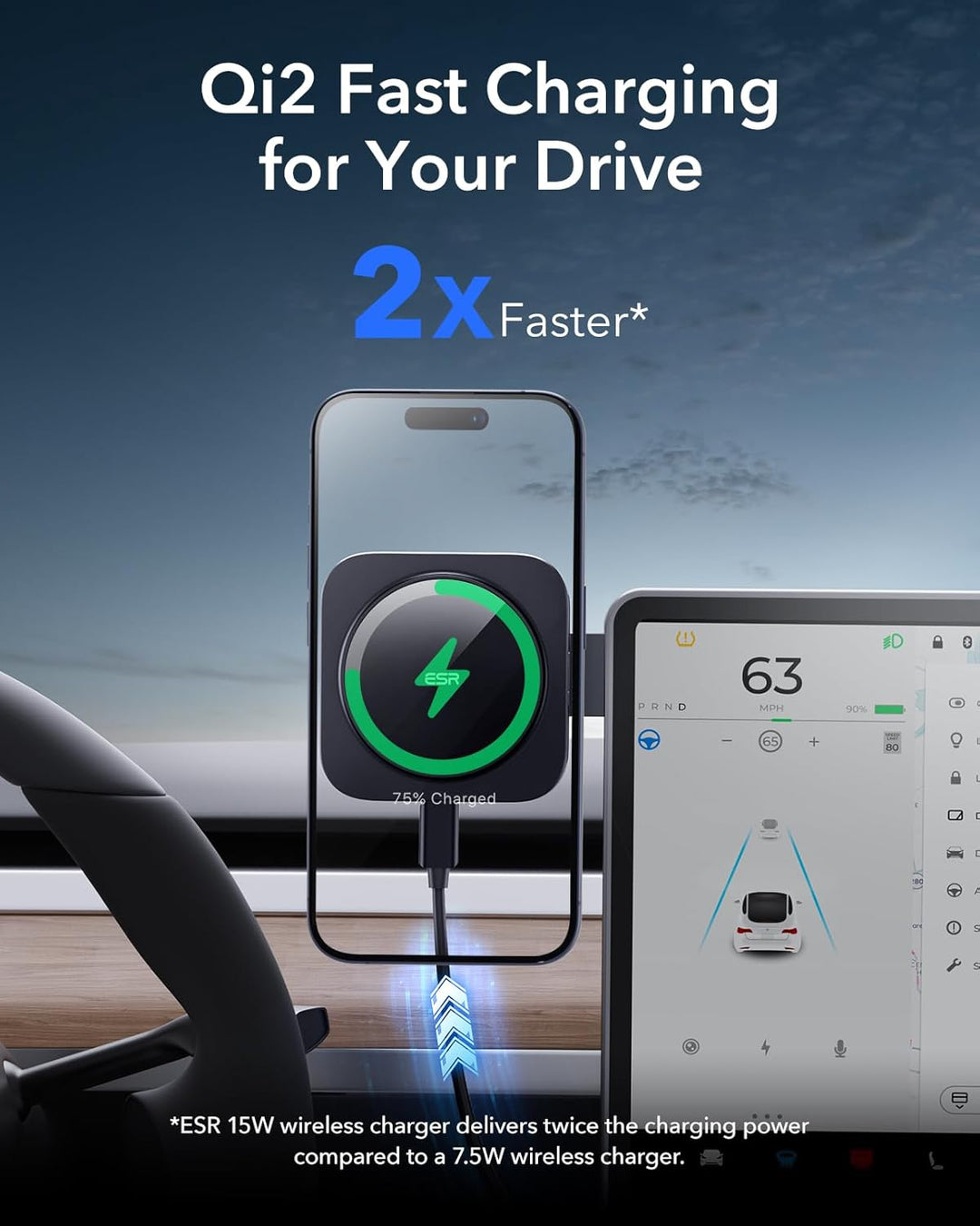 ESR für Qi2 15W Magsafe Autohalterung mit Ladefunktion, Qi2 Zertifiziertes Faltbares Armaturenbrett/
