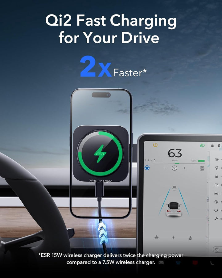 ESR für Qi2 15W Magsafe Autohalterung mit Ladefunktion, Qi2 Zertifiziertes Faltbares Armaturenbrett/
