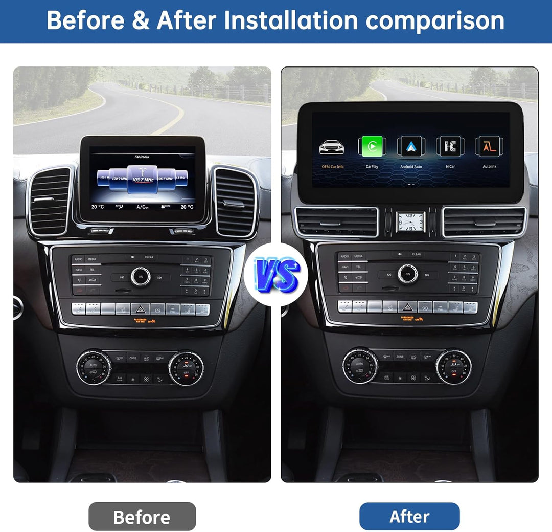 Road Top 12,3 Zoll Autoradio CarPlay für Mercedes Benz GLE GLS 2016-2018 | mit NTG5.0/5.1/5.2 System