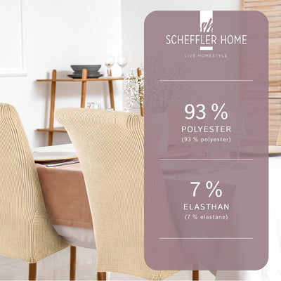SCHEFFLER-Home Stuhlhussen Stretch Sofia/Stretch Stuhlhussen Blau 6er Set/elastische Stuhlabdeckunge