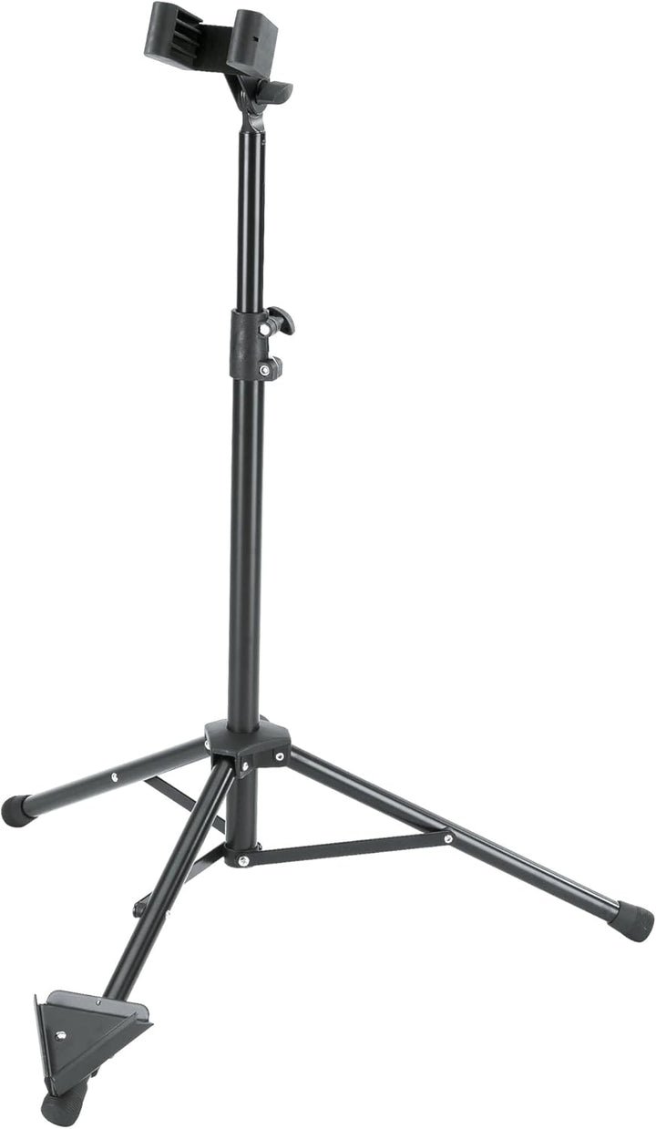 K&M 15060 Bassklarinettenständer Schwarz Stahl - variable Breite, grosse Auflageschale - Höhe bis 12
