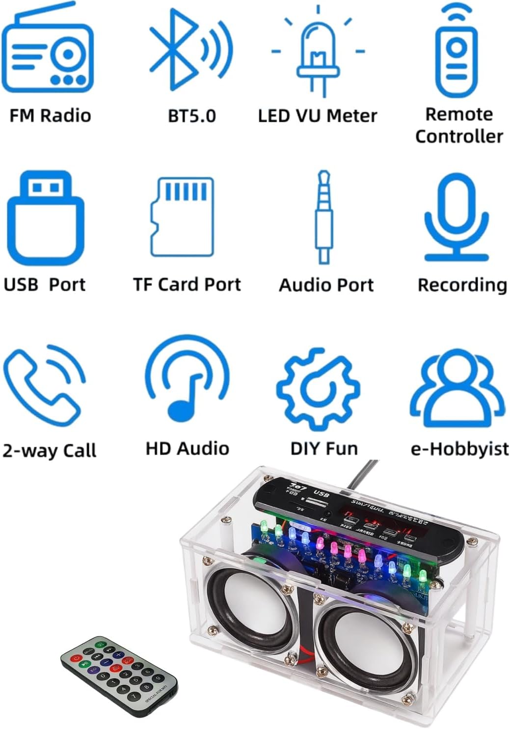 DIY Elektronik Lautsprecher Löten Bausatz,Löt Bausatz Lautsprecherkit Bluetooth mit FM,DIY Elektroni