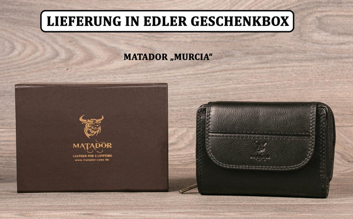 MATADOR® Echt Leder Geldbörse Damen Portemonnaie für Frauen TüV geprüfter RFID & NFC Schutz Geldtasc