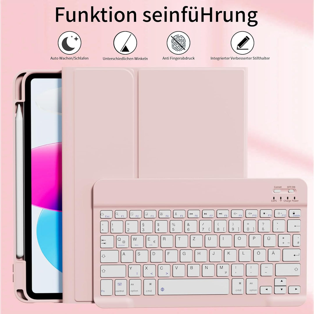 GKABXY Hülle mit Tastatur für iPad A16 11 Generation 2025/10 Generation 2022(11/10.9 Zoll), Soft TPU