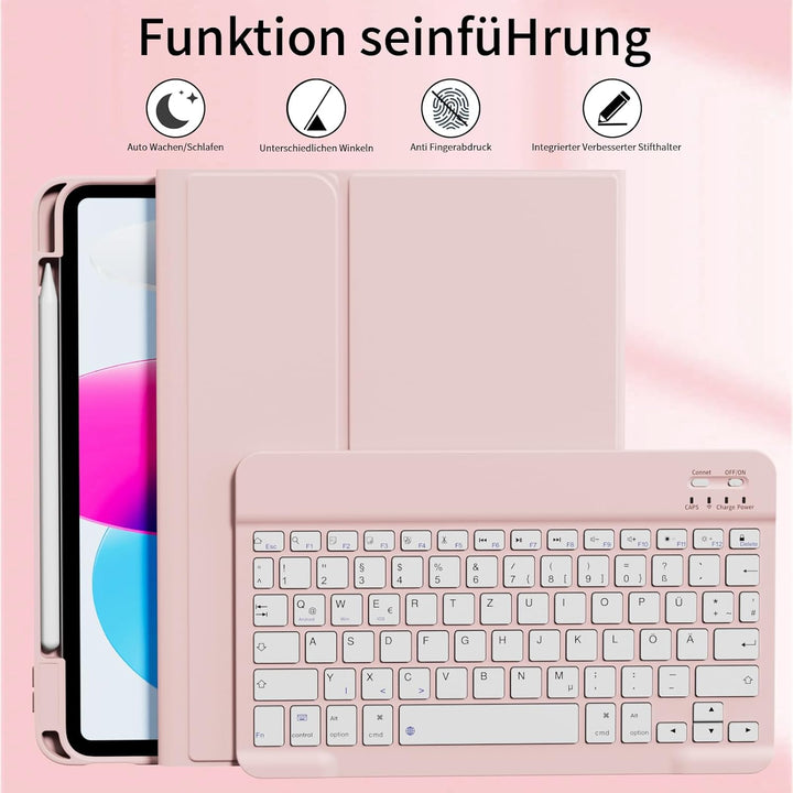 GKABXY Hülle mit Tastatur für iPad A16 11 Generation 2025/10 Generation 2022(11/10.9 Zoll), Soft TPU