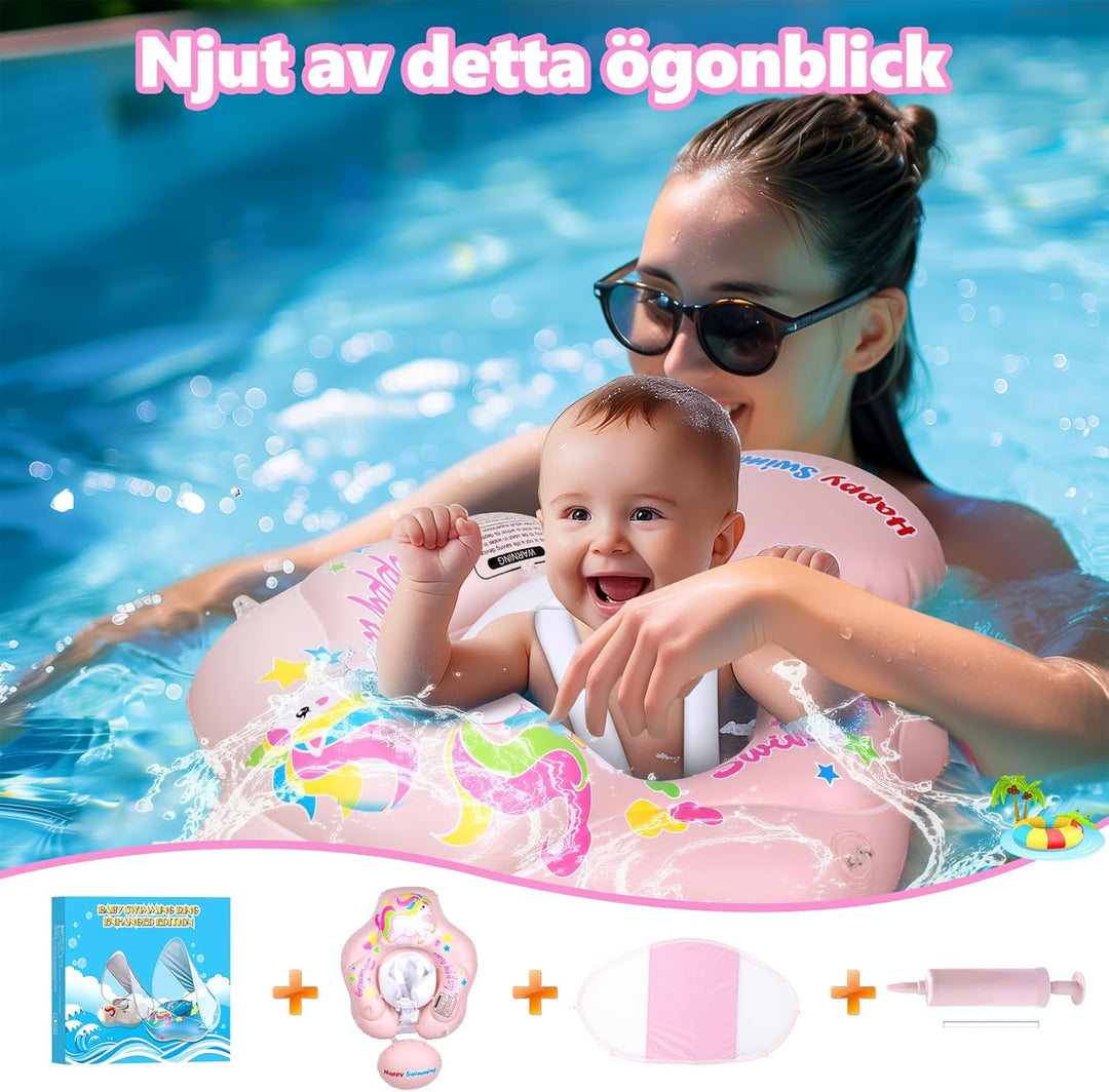 Schwimmring Baby mit Sonnendach Abnehmbarem Sonnendach Schwimmsitz Kleinkinder Schwimmhilfe für Klei