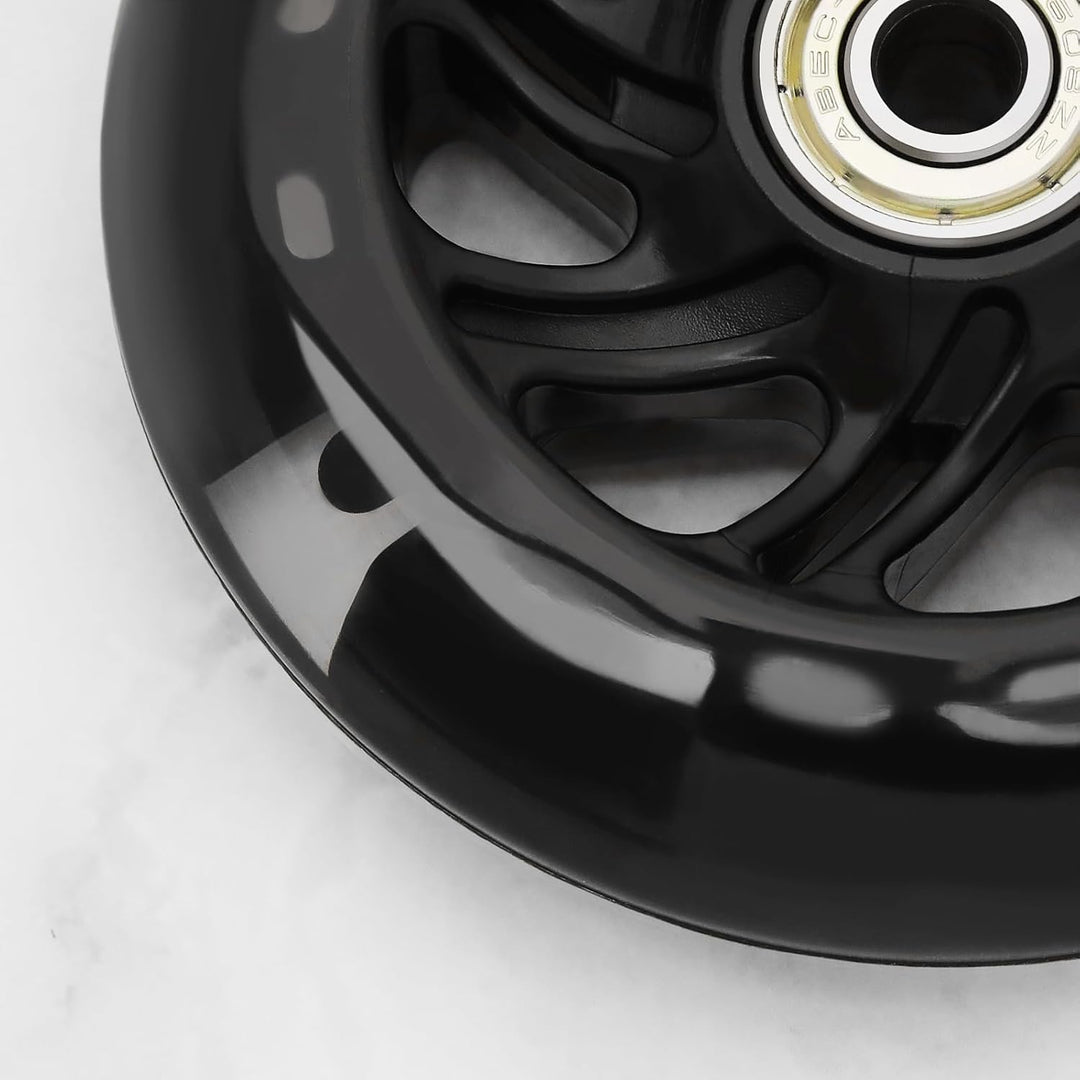 EMSea 4PCS Scooter Silent Luminous Crystal Wheels Black Hub with Bearings Flashing 3 Colors Replacem