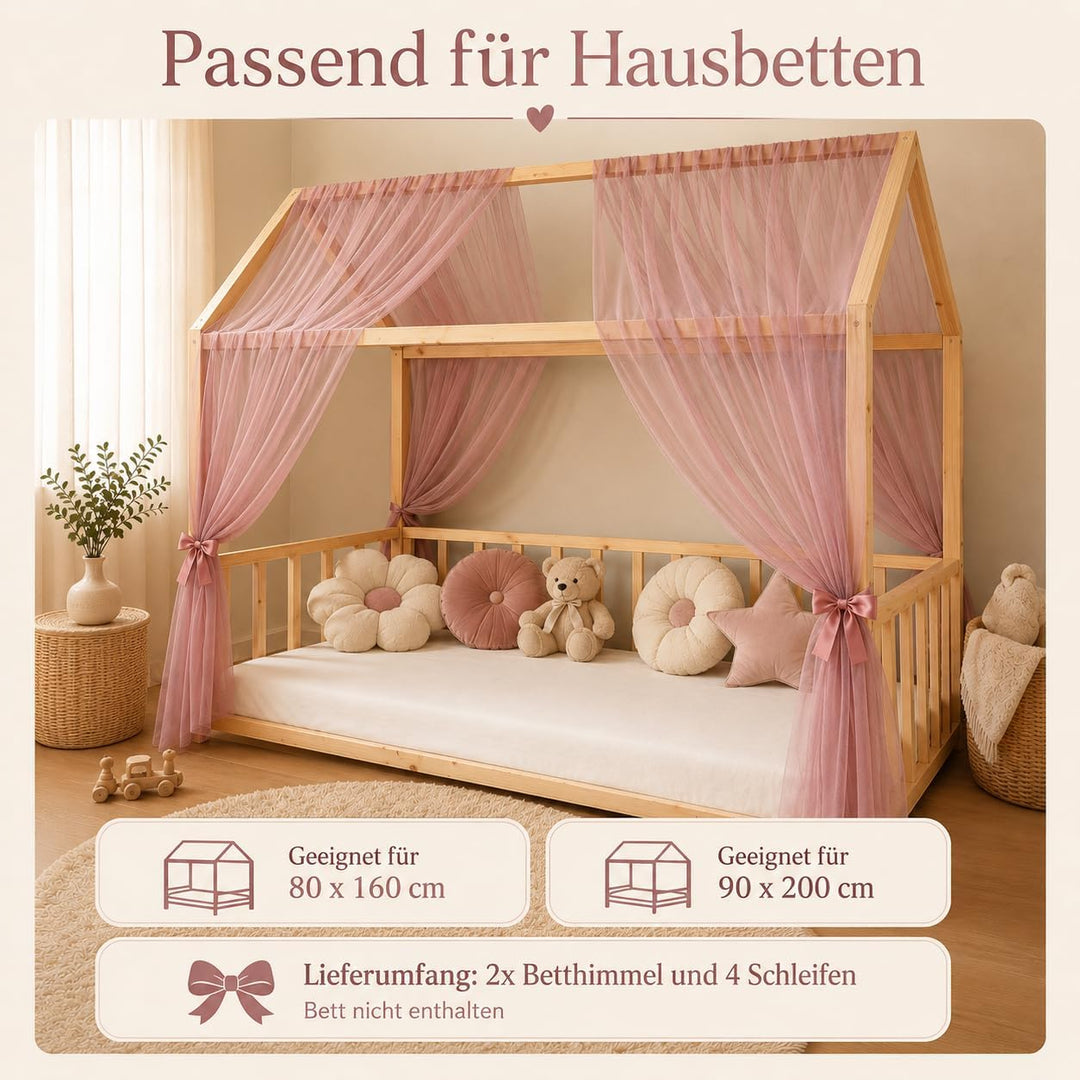 Baby Fancyroom Betthimmel für Hausbett Kinderbett, universell, Premium Tüll, 2-teilig, Hausbetthimme