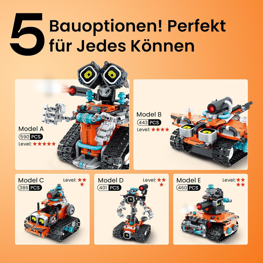 Sillbird Technik Roboter Kinder Bausatz, 5-IN-1 Technic Wall Roboter mit Licht- und Soundeffekte, Ba
