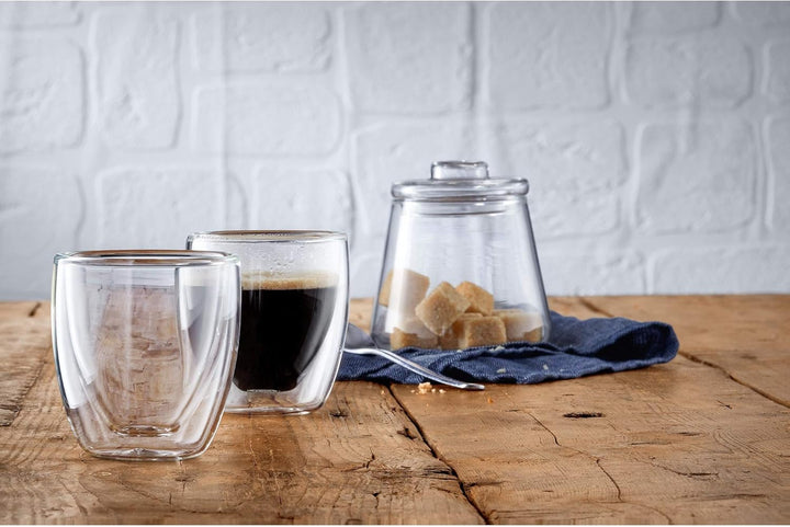 WMF Kult doppelwandige Espressotassen Glas Set 6-teilig, doppelwandige Gläser 80ml, Schwebeeffekt, T
