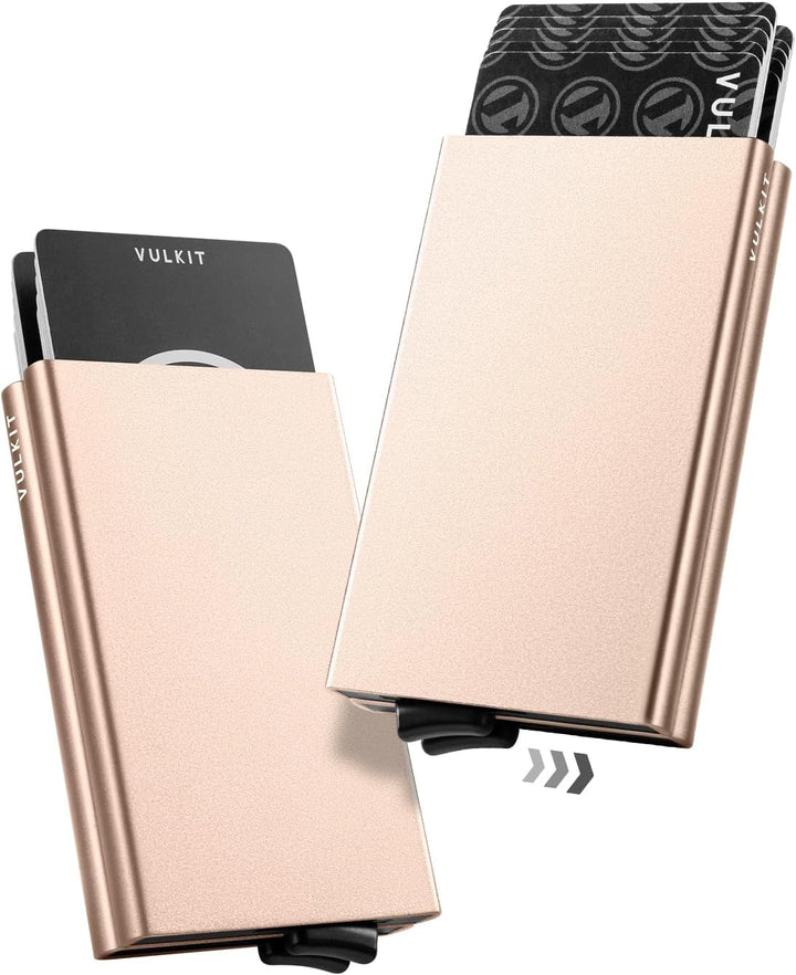 VULKIT Kartenetui Metall mit RFID NFC Schutz Karten Geldbörse Herren Geldbeutel Doppelt Karten Etui