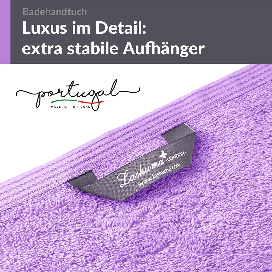 Lashuma Schulter Badehandtuch 100x150 cm Lila - Flieder, London grosses Frottee Handtuch aus 100% Ba