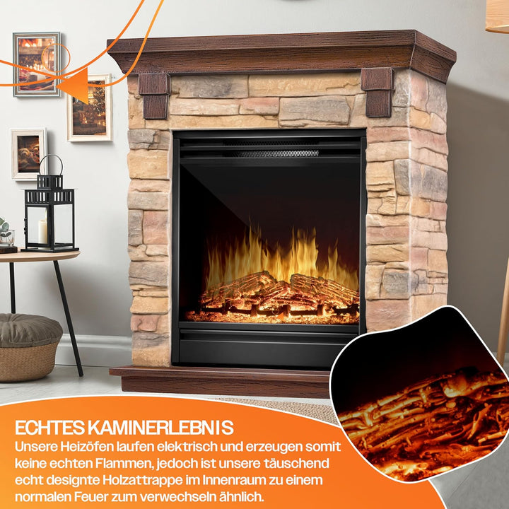 KESSER® Elektrokamin Standkamin - Kamin elektrisch mit LED 3D-Flammeneffekt, Mit Heizung Heizfunktio