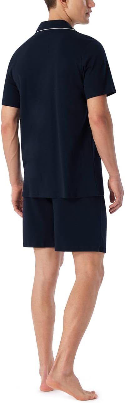 Schiesser Herren Schlafanzug kurz mit Knöpfen wärmere Baumwolle - Fein Interlock 60 Grosse Grössen D