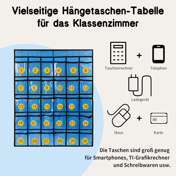 30 klare Taschen Aufbewahrungstasche Für Klassenzimmer,Handygarage Schule,Handy Aufbewahrungsbox,Han