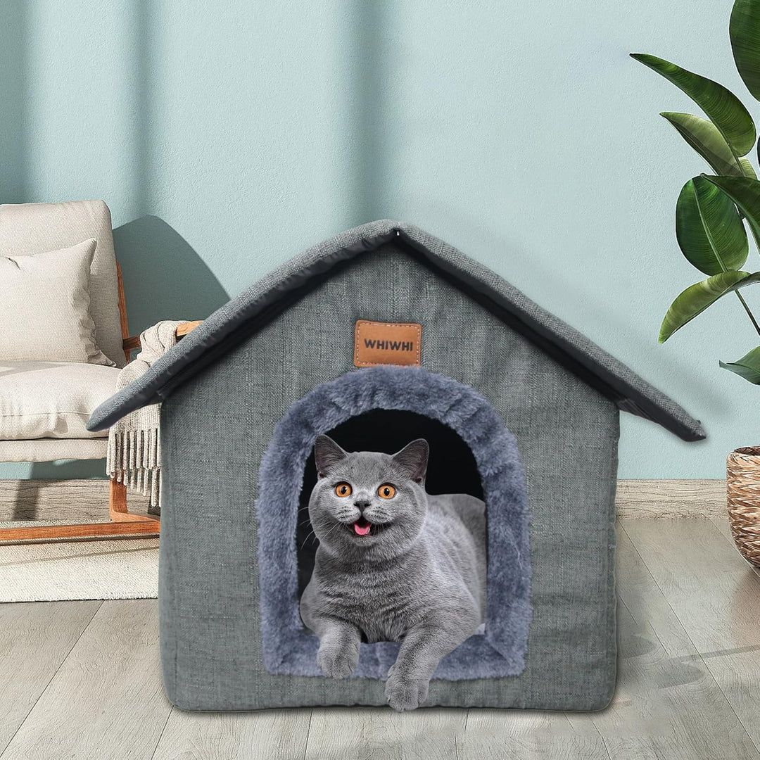 Whiwhi Hundehütte Hundehöhle mit Abnehmbarem Plüschkissen Katzenhöhle Haustierhaus Warmes Und Gemütl