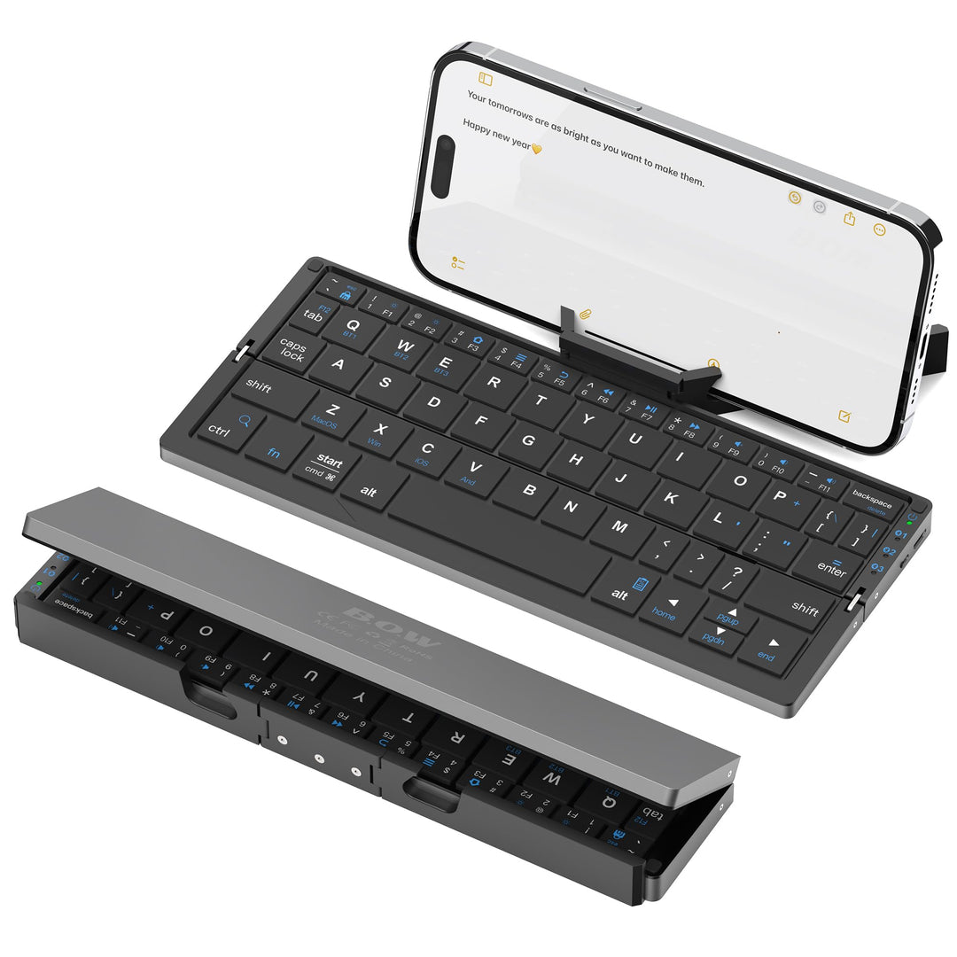 Leise Tastatur Faltbare QWERTY BT mit Magnetischem Ständer, Aluminium Mini Tragbare Kabellose Tastat