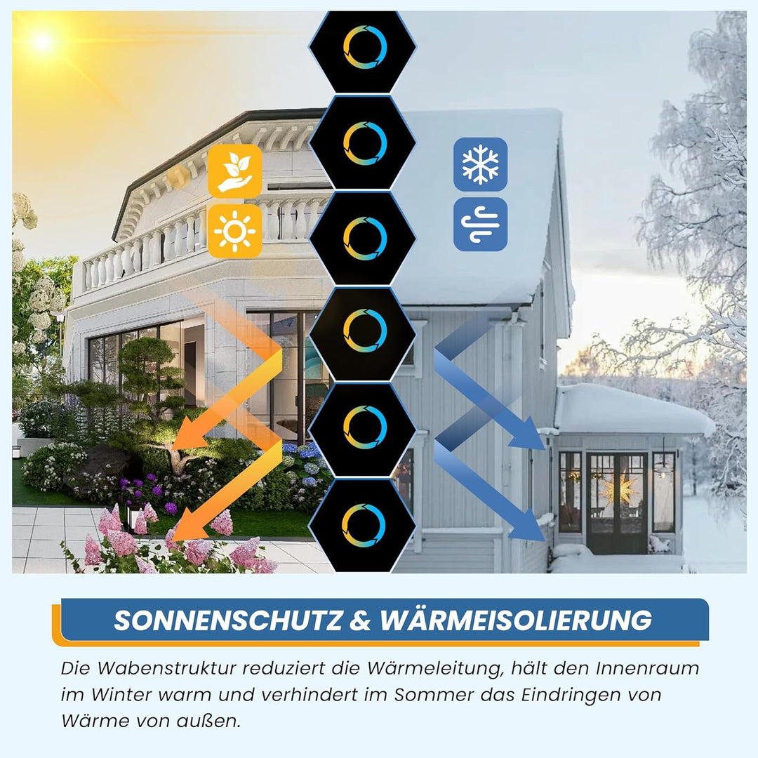 TFSKY Wabenplissee Plissee ohne Bohren Verdunkelung Klemmfix Zweifarbigz Weiss-Weiss B55 x H180 cm D