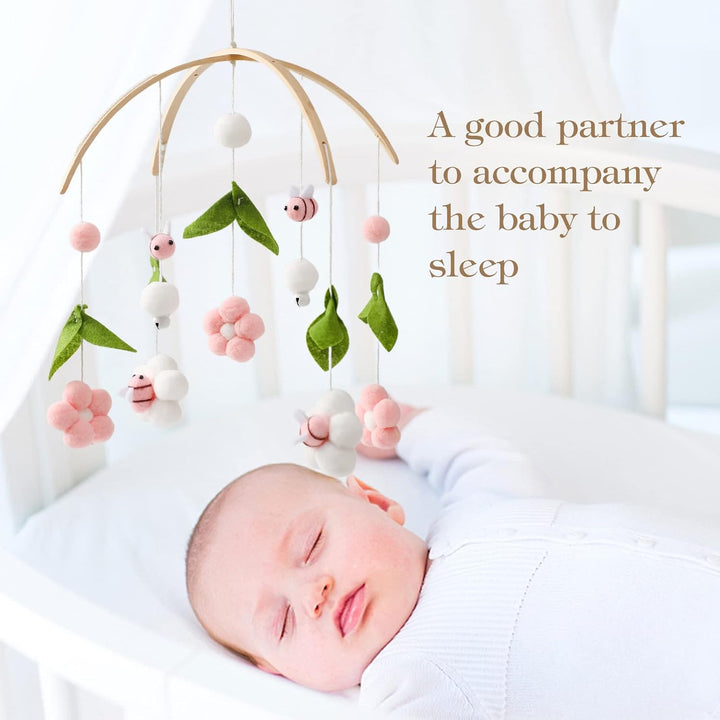 let's make Baby Mobile für Babybett - Rosa Bienen Holz Windspiel - Wickeltisch & Babyzimmer Deko, Ne