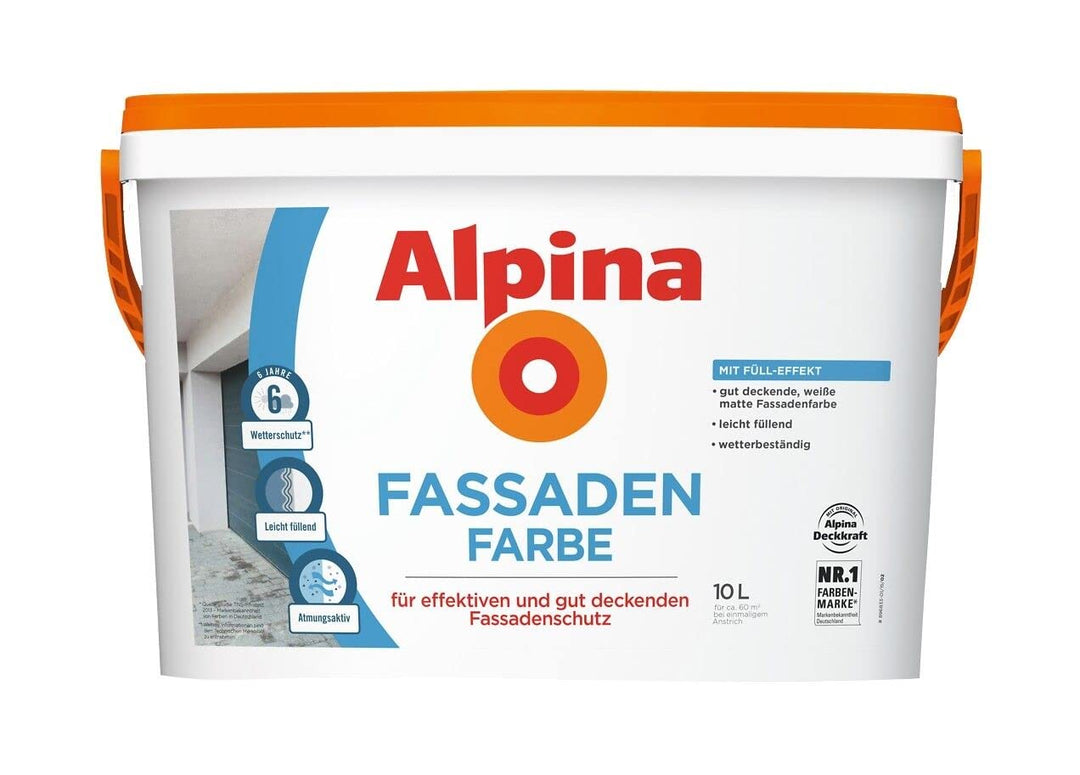 Alpina 10 L Fassaden Farbe weisse matte Fassadenfarbe mit Fülleffekt Wetterschutz